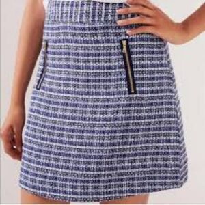 Ann Taylor LOFT Tweed Plaid Front Zip Pockets Lined Academia Mini Skirt Size 2